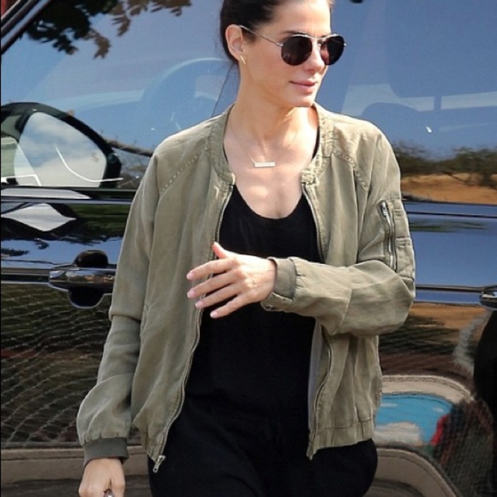 Sanctuary Green Olive Pilot Linen Bomber Jacket